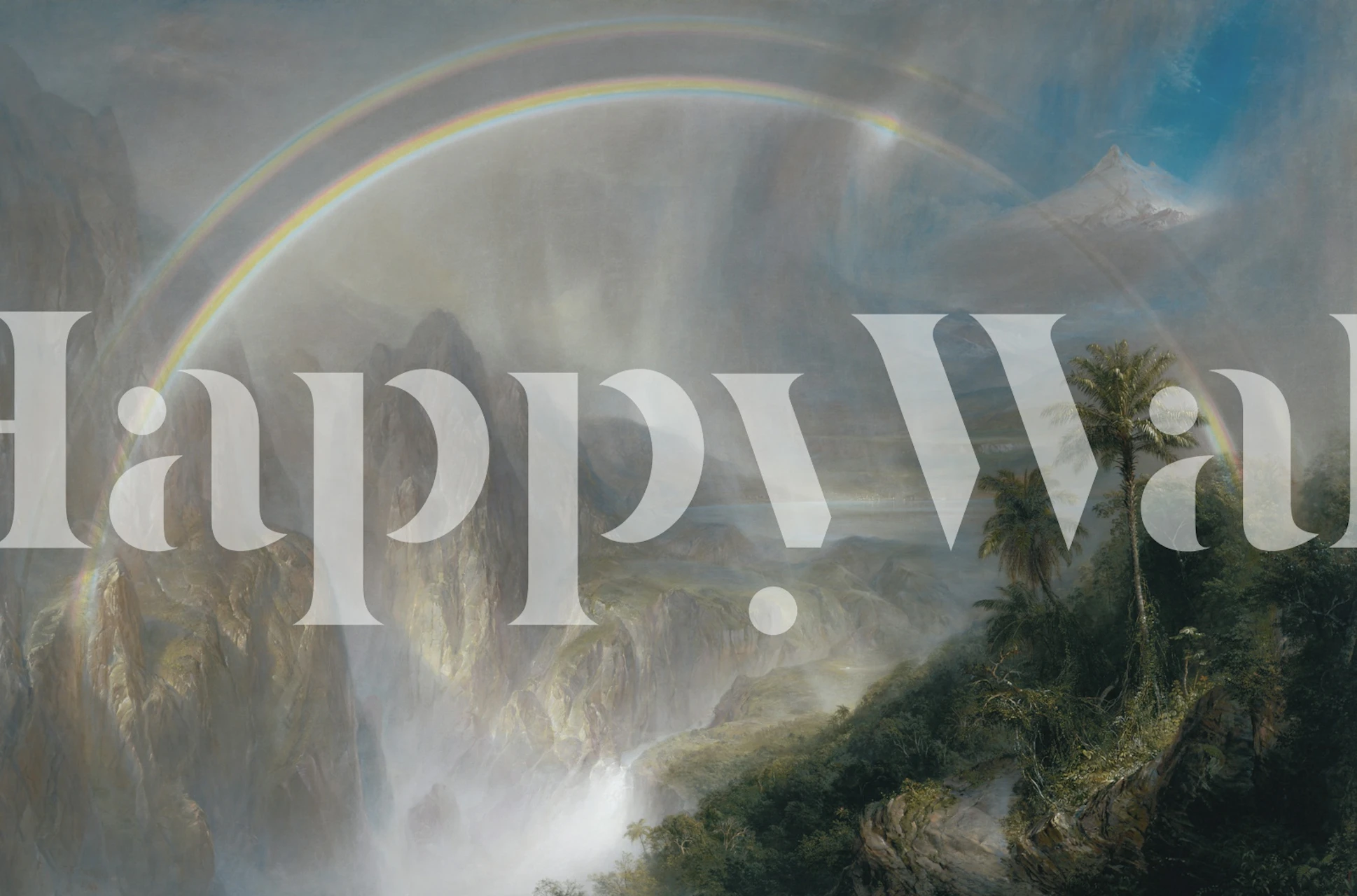 Rainbow mountain valley wallpaper in a room