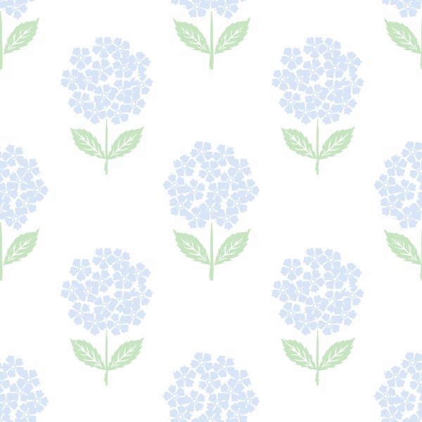 hydrangea block print