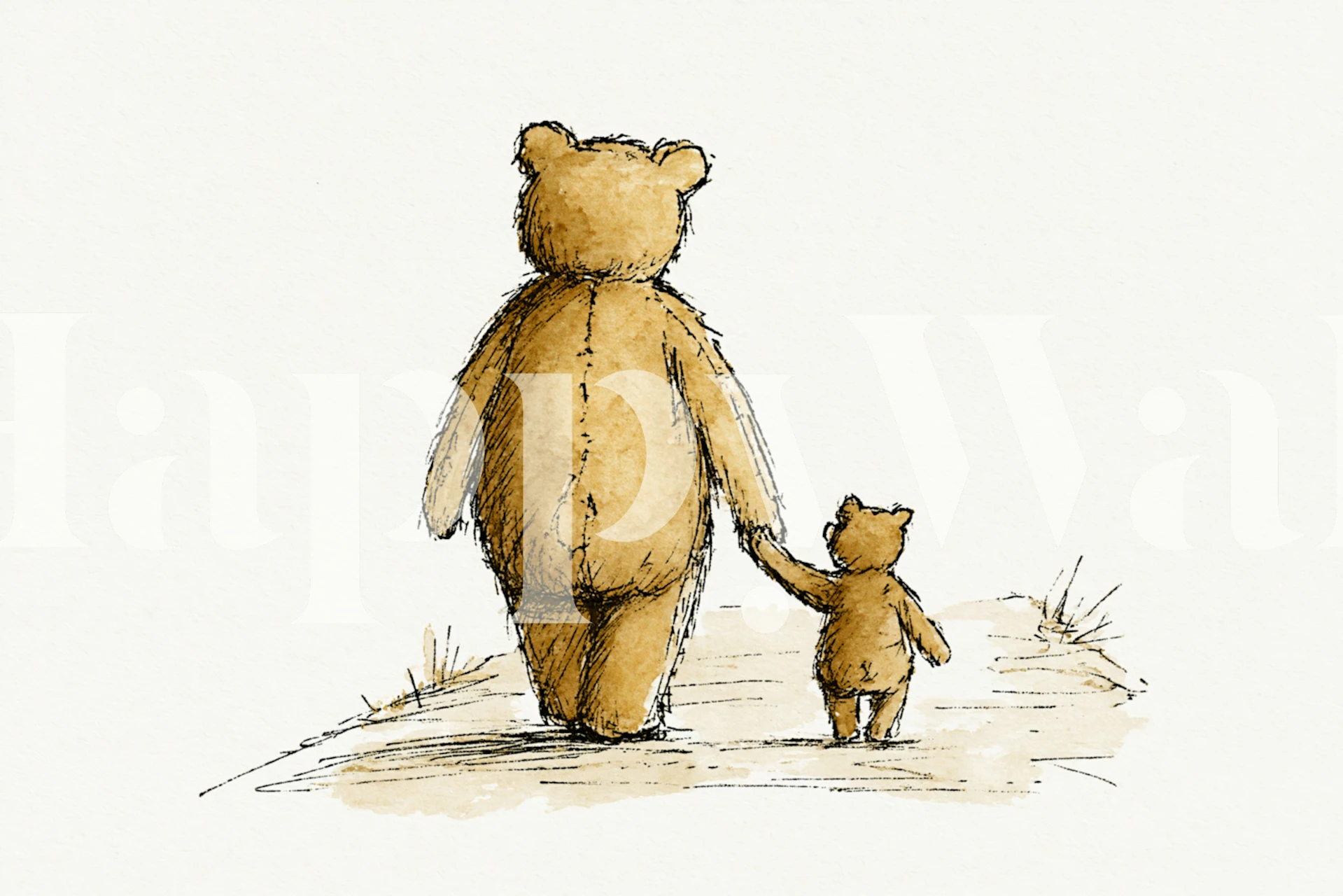 Mother Bear And Cub Walking tapet