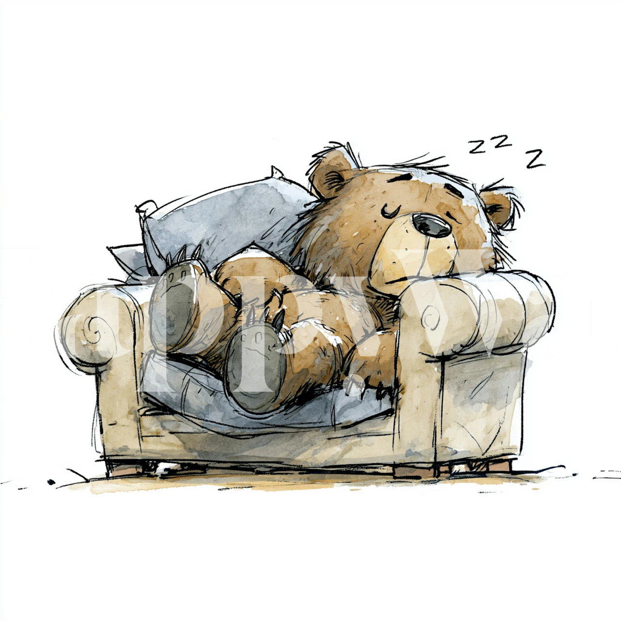 Sleeping teddy bear wallpaper in a cozy room