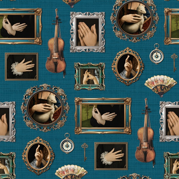 Antique Hands Portrait Collection on Teal