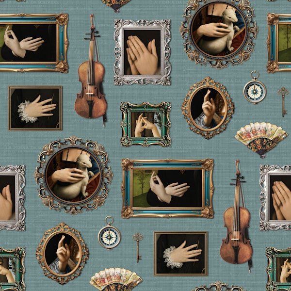 Antique Hands Portrait Collection on Aqua