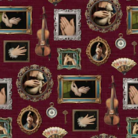 Antique Hands Portrait Collection on Burgundy tapet