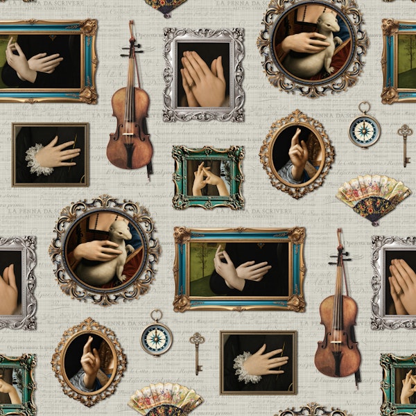 Antique Hands Portrait Collection on Greige