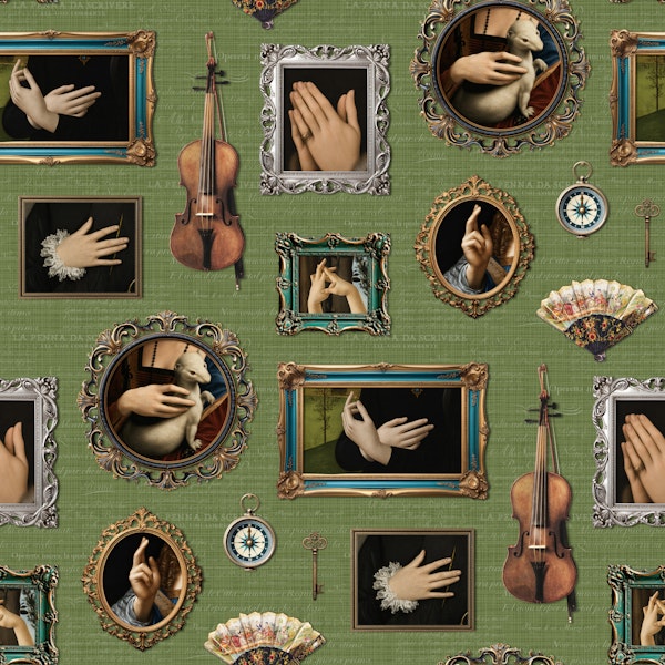 Antique Hands Portrait Collection Moss Green