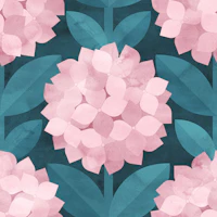 Mod Hydrangea Floral in Pink and Teal tapet