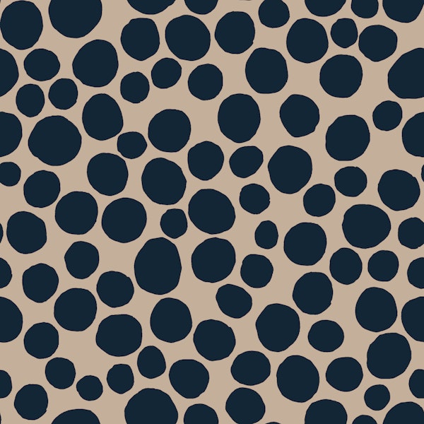Navy Polka Dots on Beige