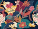 Island Bloomscape on Navy Blue