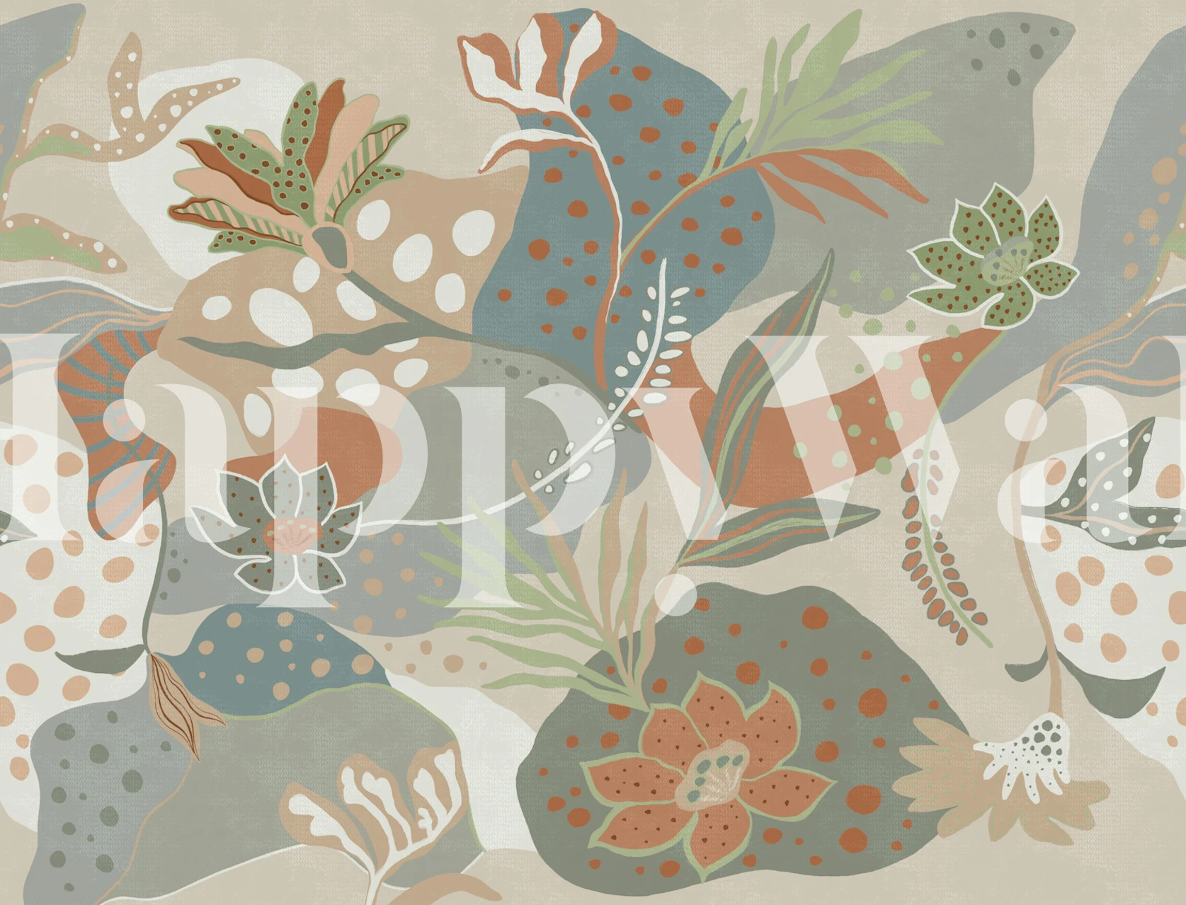 Island Bloomscape in Seige Beige wallpaper