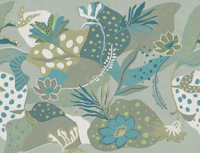 Island Bloomscape in Aqua Mint Sage tapete
