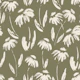 Hand Painted Wildflowers Dusty Olive Green