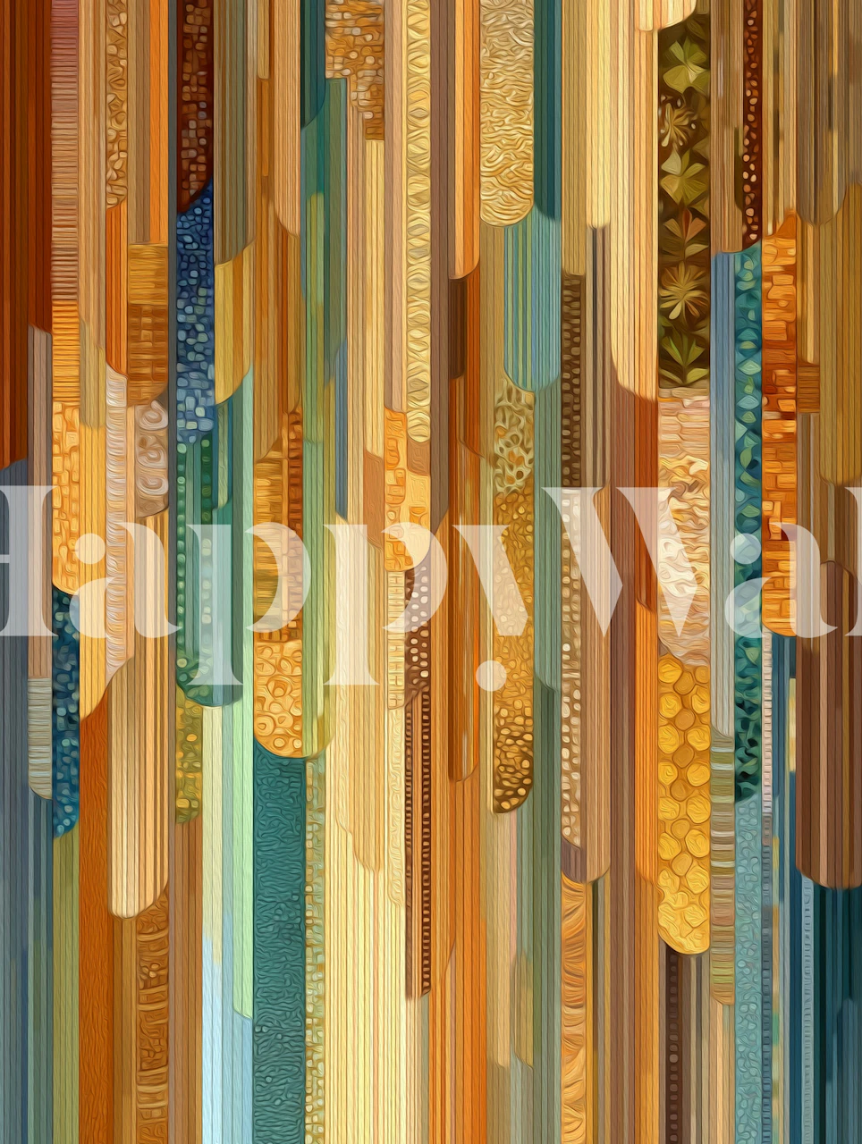 Abstract mosaic stripes wallpaper in a warm room