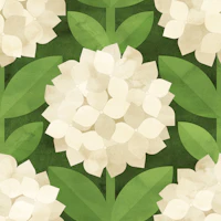 Mod Hydrangea Floral in Cream on Green tapet