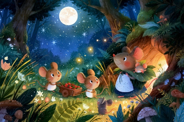 Fairy Forest Mice and Fireflies