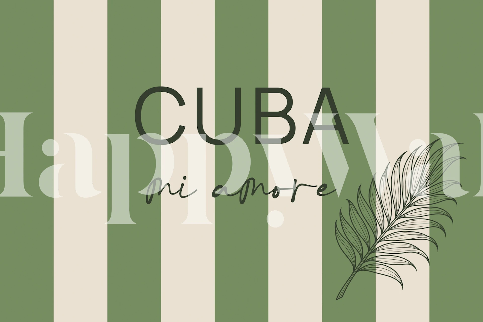 Cuba Mi Amore Green Stripes tapety