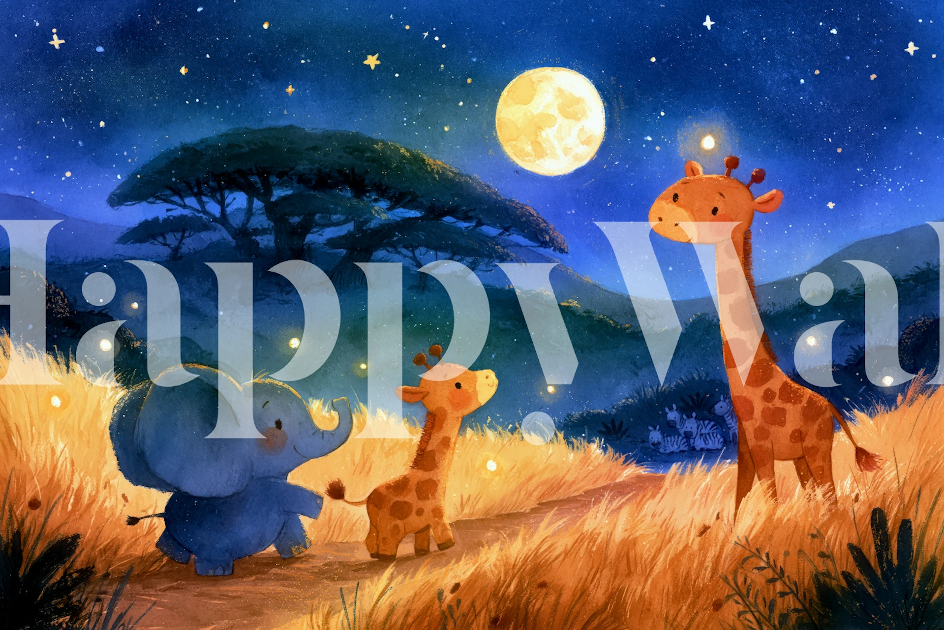 Moonlit Safari Friends tapet