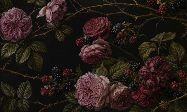 Dark Roses and Blackberries Mural