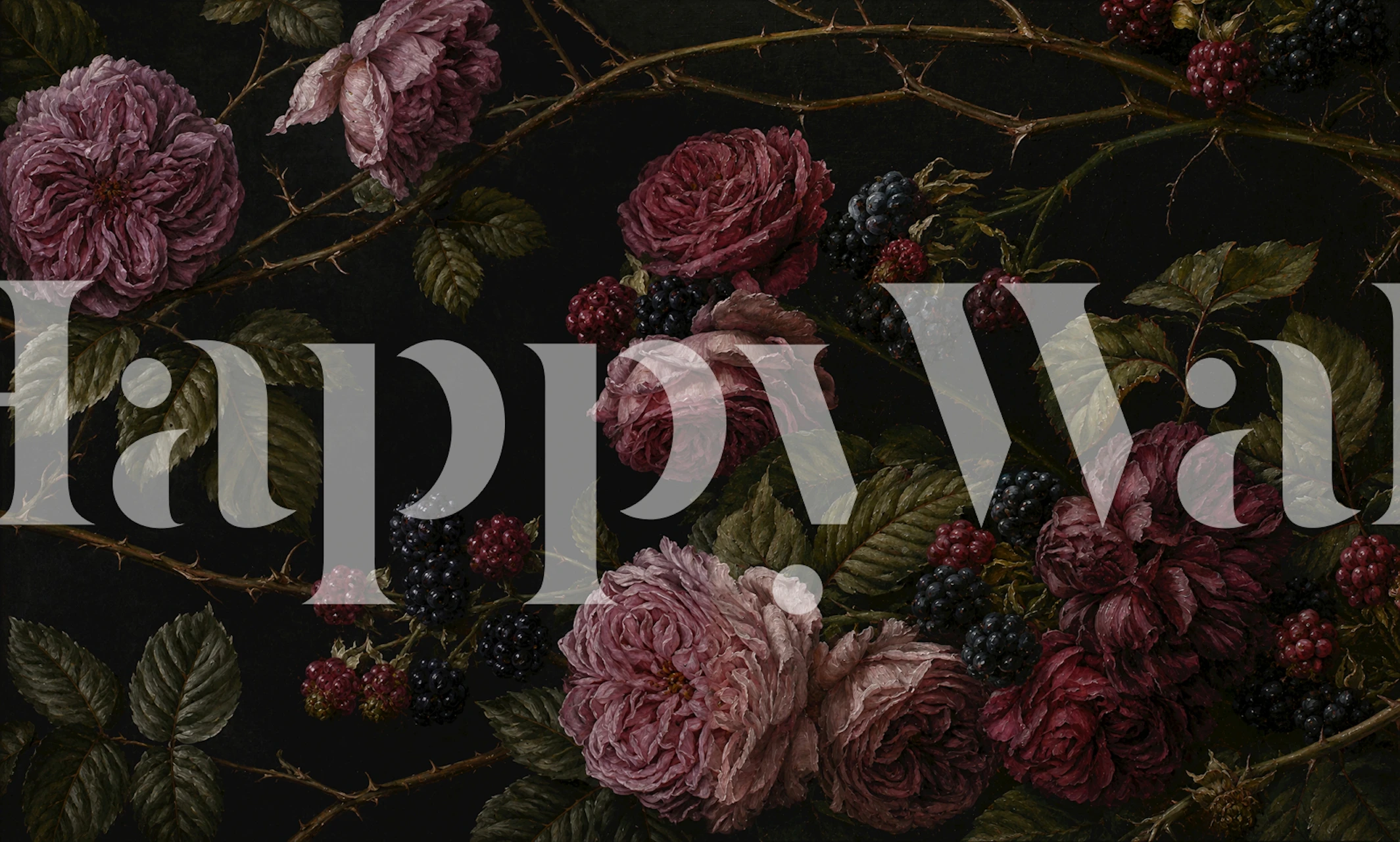 Dark rose and blackberry wallpaper in a room