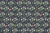 Dark Botanical Birds and Blossoms wallpaper