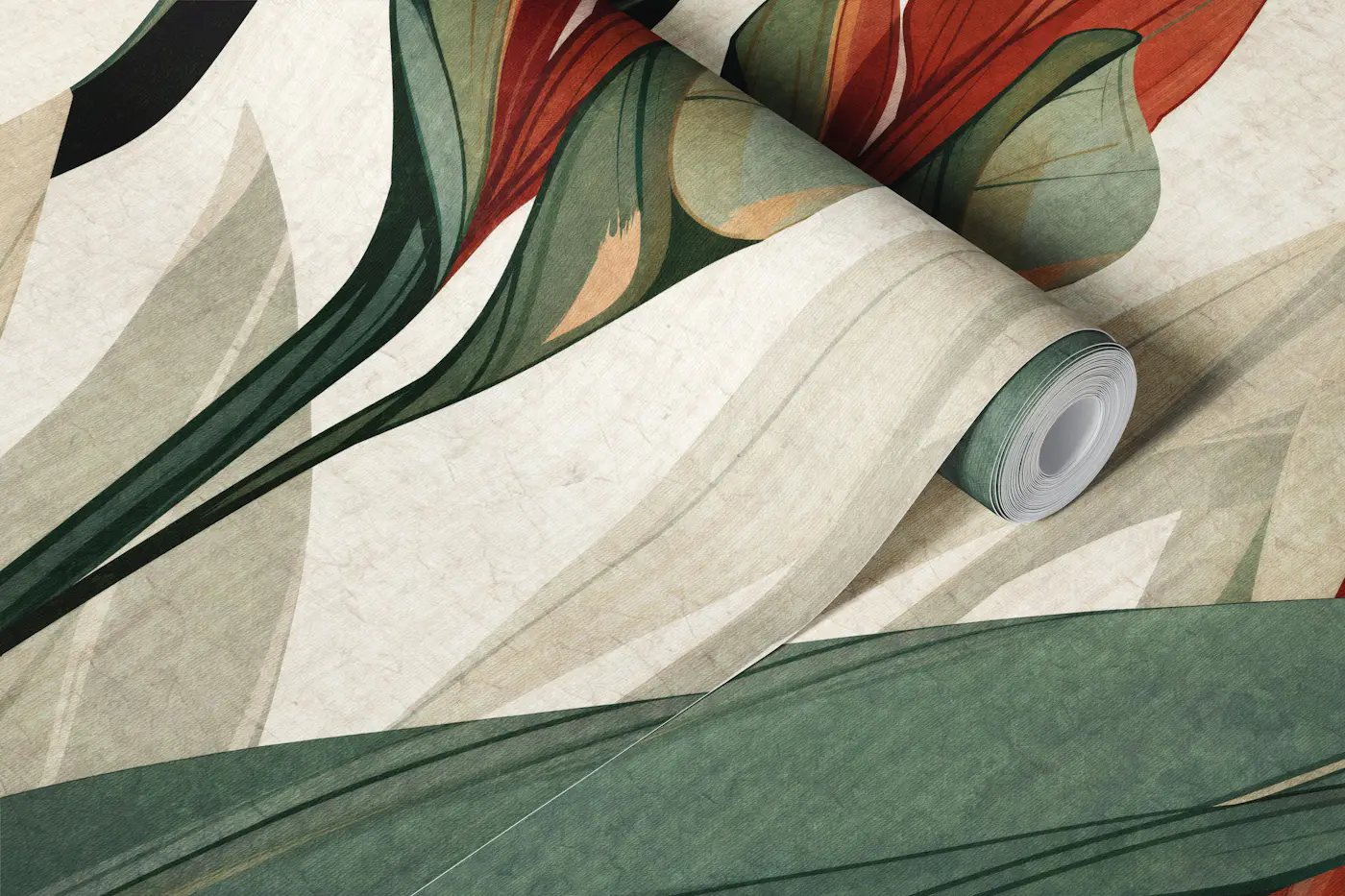 Tropical Leaves Art Deco Mural wallpaper roll