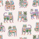 Folk Art Floral Tigers