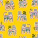 Folk Art Floral Tigers 01