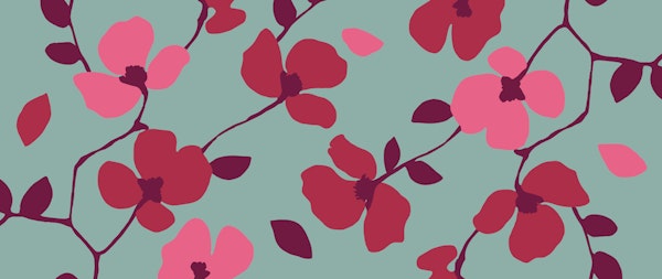 Cherry Blossom Silhouettes Teal