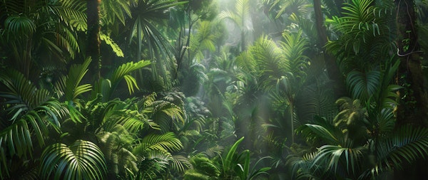 Sunbeams Through Jungle Canopy