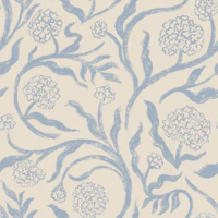 Soft hydrangea trailing floral vine calm blue tapete