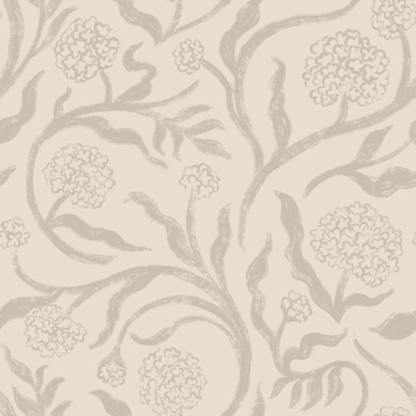 soft hydrangea trailing floral vine beige