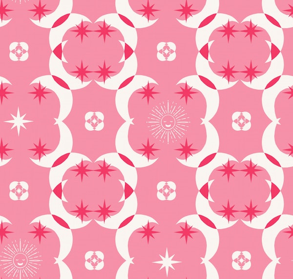 Geometric moon in pink