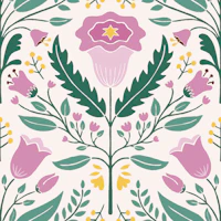 Bold Folk Floral – Heritage Botanical in pink tapete