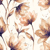 Sepia Watercolor Peony Bloom tapet