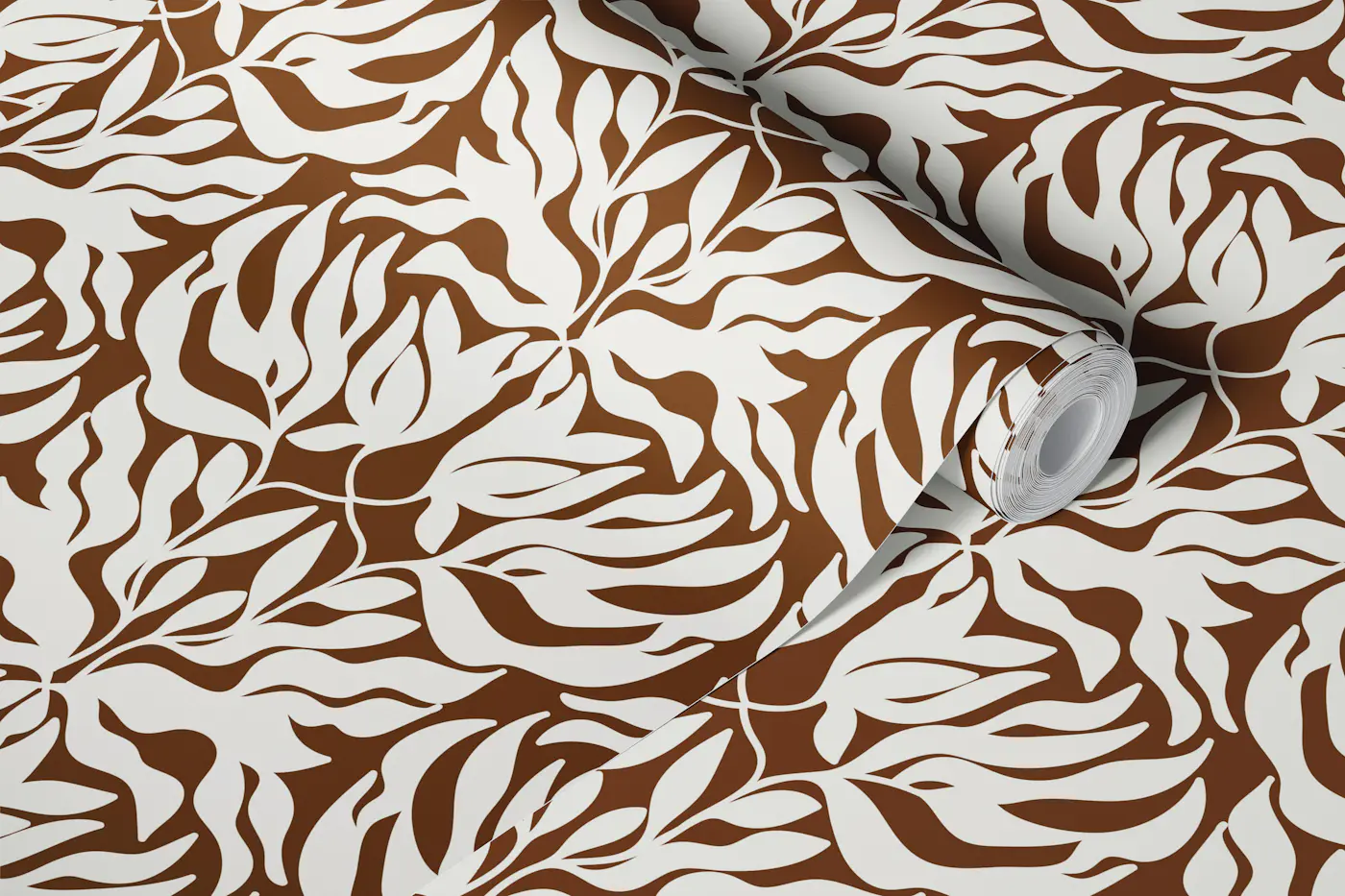 Brown Cream Floral Damask wallpaper roll
