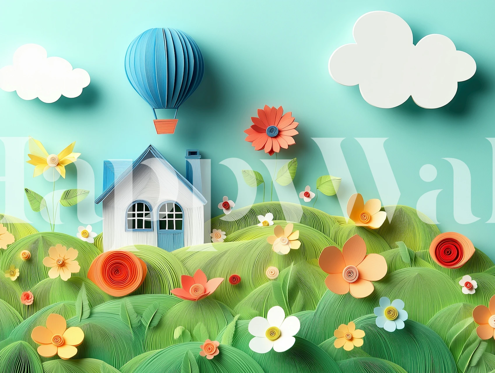 Paper Cut Spring Meadow House tapet