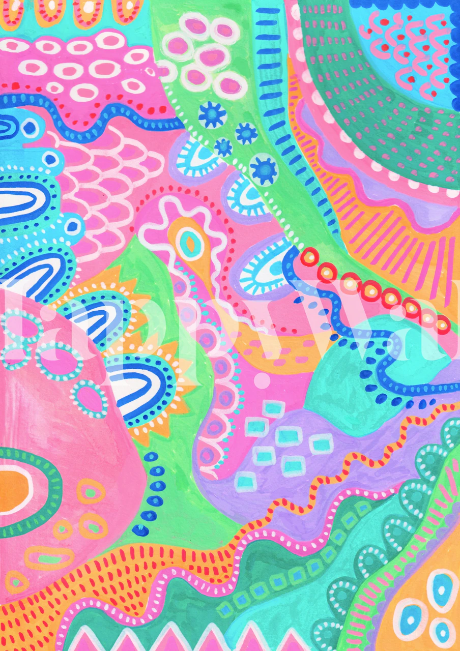 Neon Boho Abstract Waves papiers peint