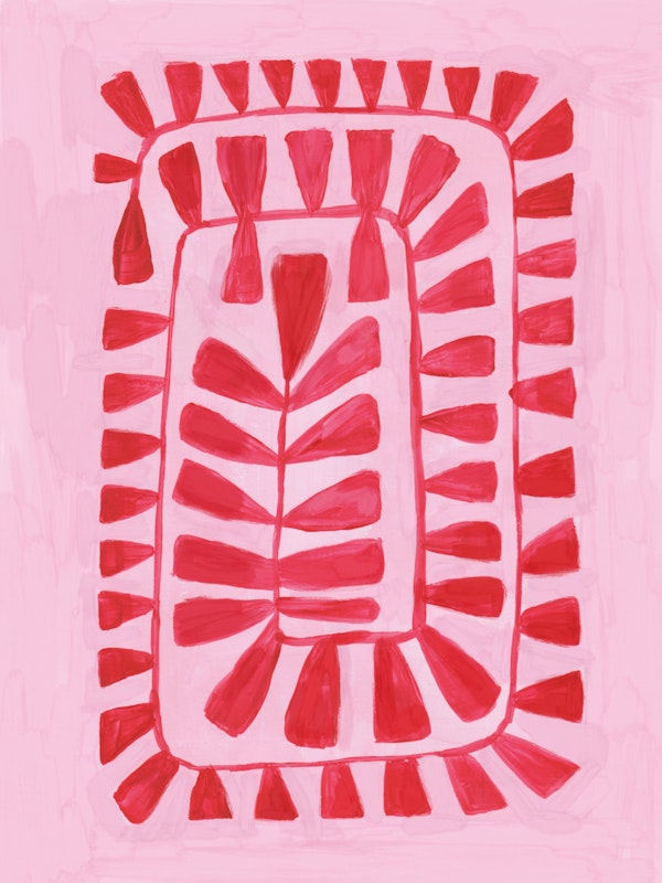 Hot Pink Folk Botanical