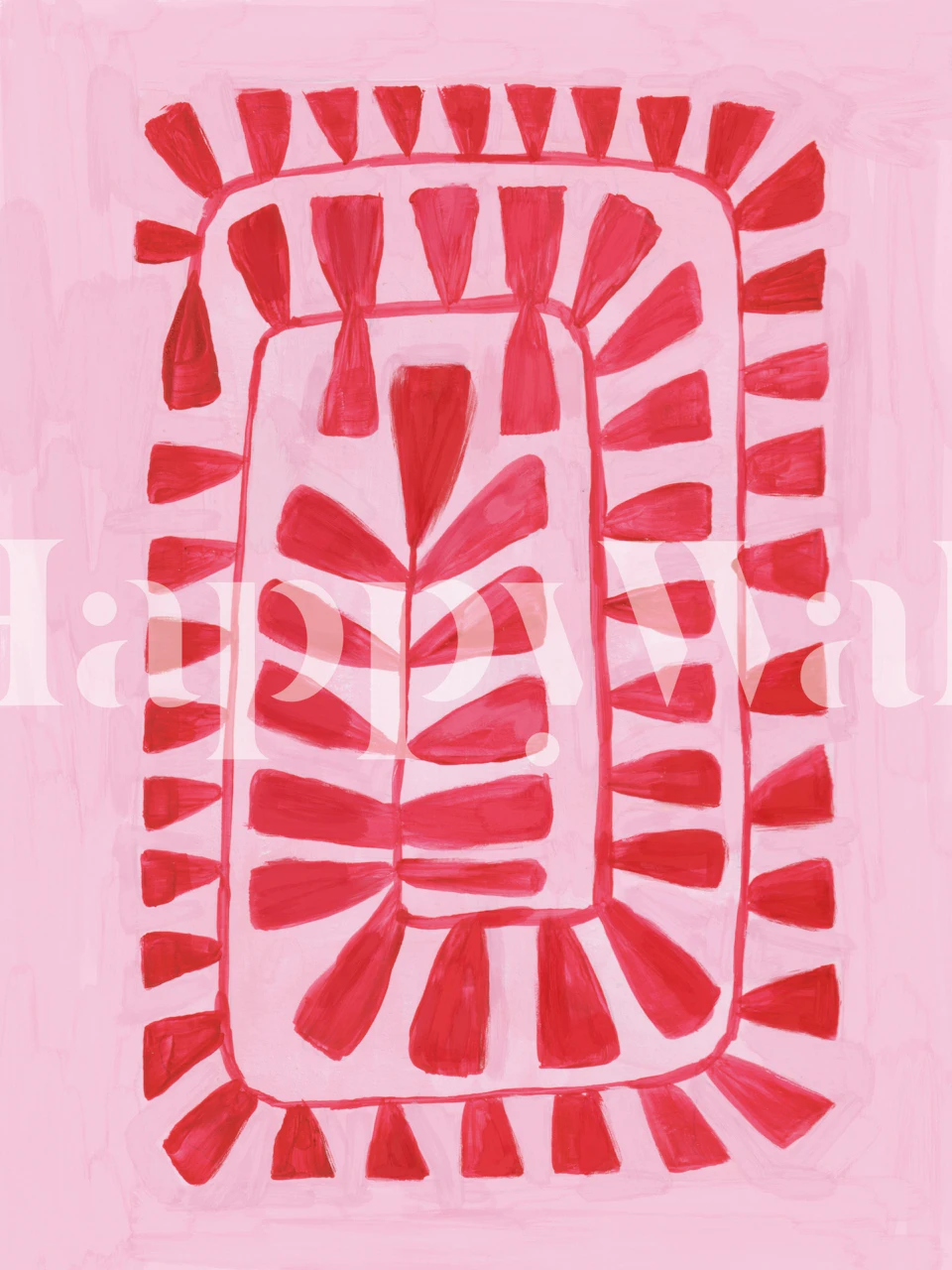 Hot Pink Folk Botanical tapet