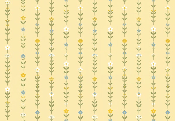 Soft Yellow Floral Stripes