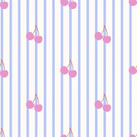 Soft Cherries Stripes Mural papiers peint
