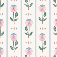 Tiny Pansies Scandi Folk Floral Cream wallpaper