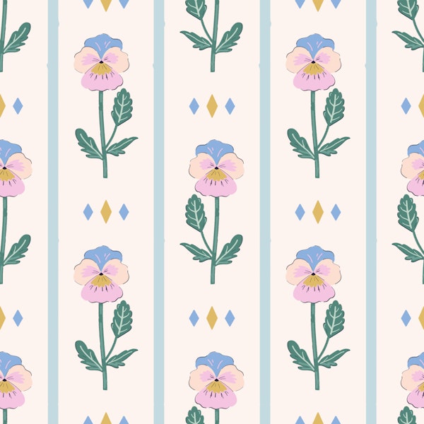 Tiny Pansies Scandi Folk Floral Cream