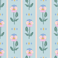 Tiny Pansies Scandi Folk Flowers Powder Blue wallpaper