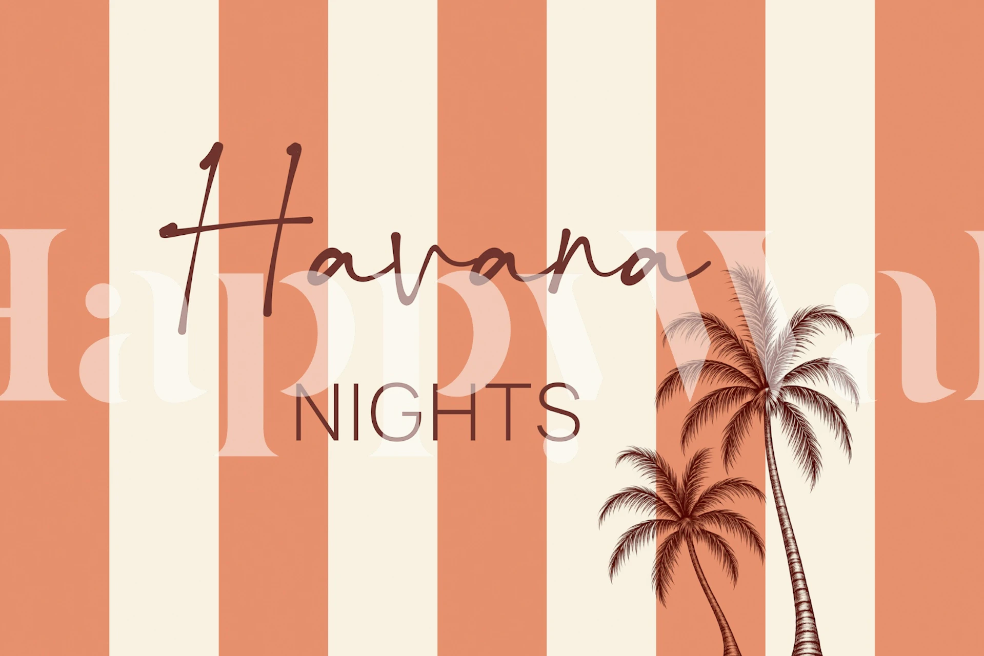 Havana typography wallpaper with palm trees