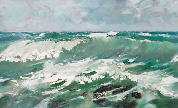 Ocean Waves in Sea Green