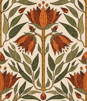 Fritillaries in Burnt Siena & Olive - small wallpaper