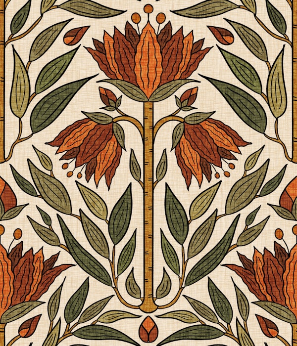 Fritillaries in Burnt Siena & Olive - small