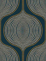 dots ogee - midnight blue and golden tapet