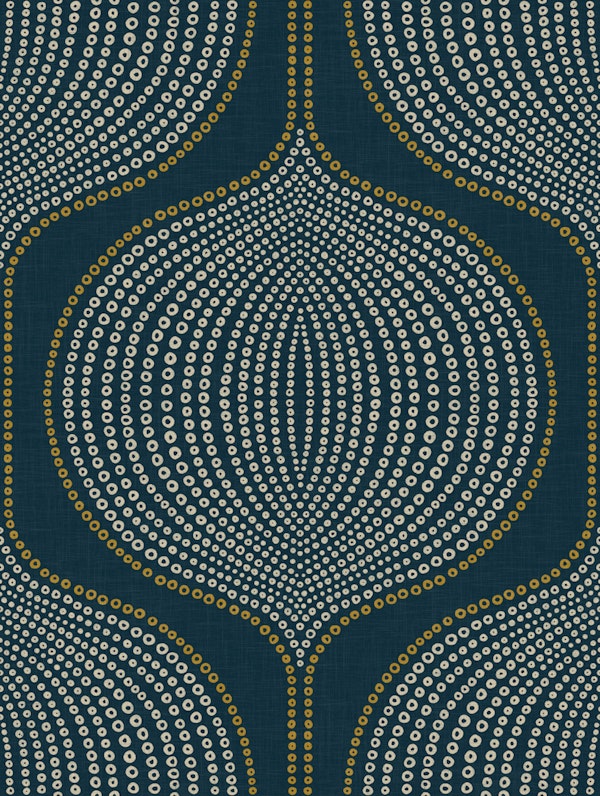 dots ogee - midnight blue and golden