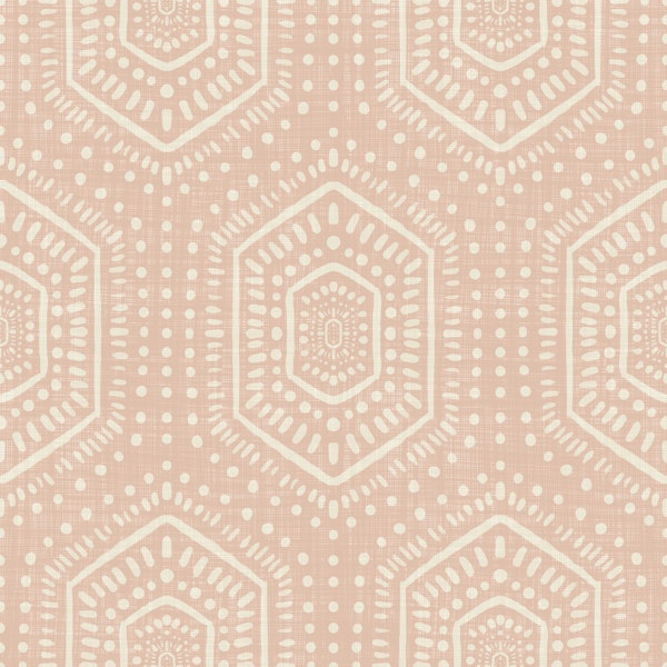 Boho Painted - Mudcloth Hexagons Cinnamon Tea